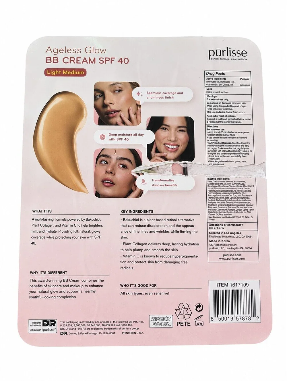 2pcs x1.4 oz Purlisse Ageless  BB Cream SPF 40 – Light Mediu